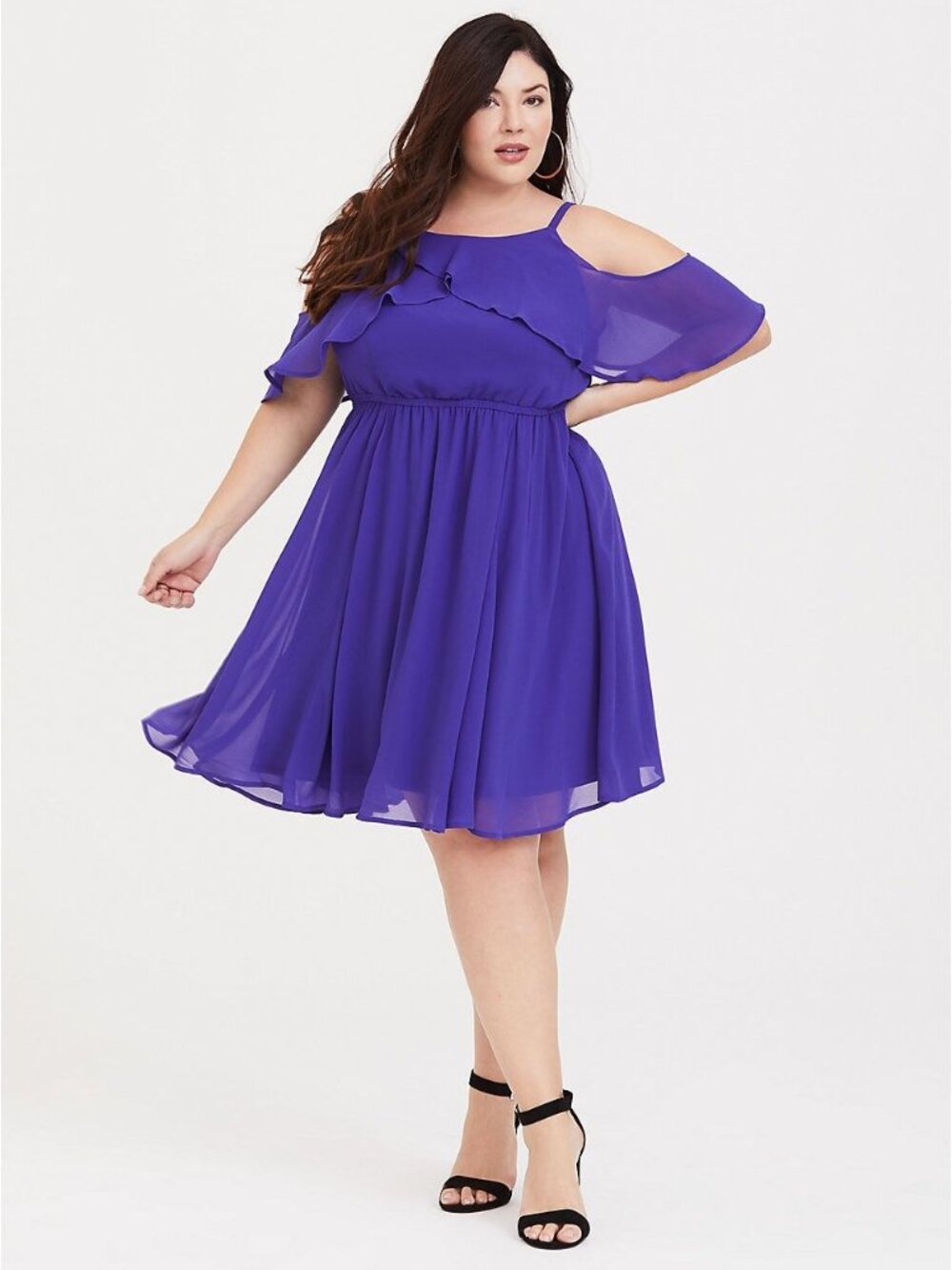 Torrid Electric Blue Chiffon Tulip Cold Shoulder Dress Size 1x NWOT